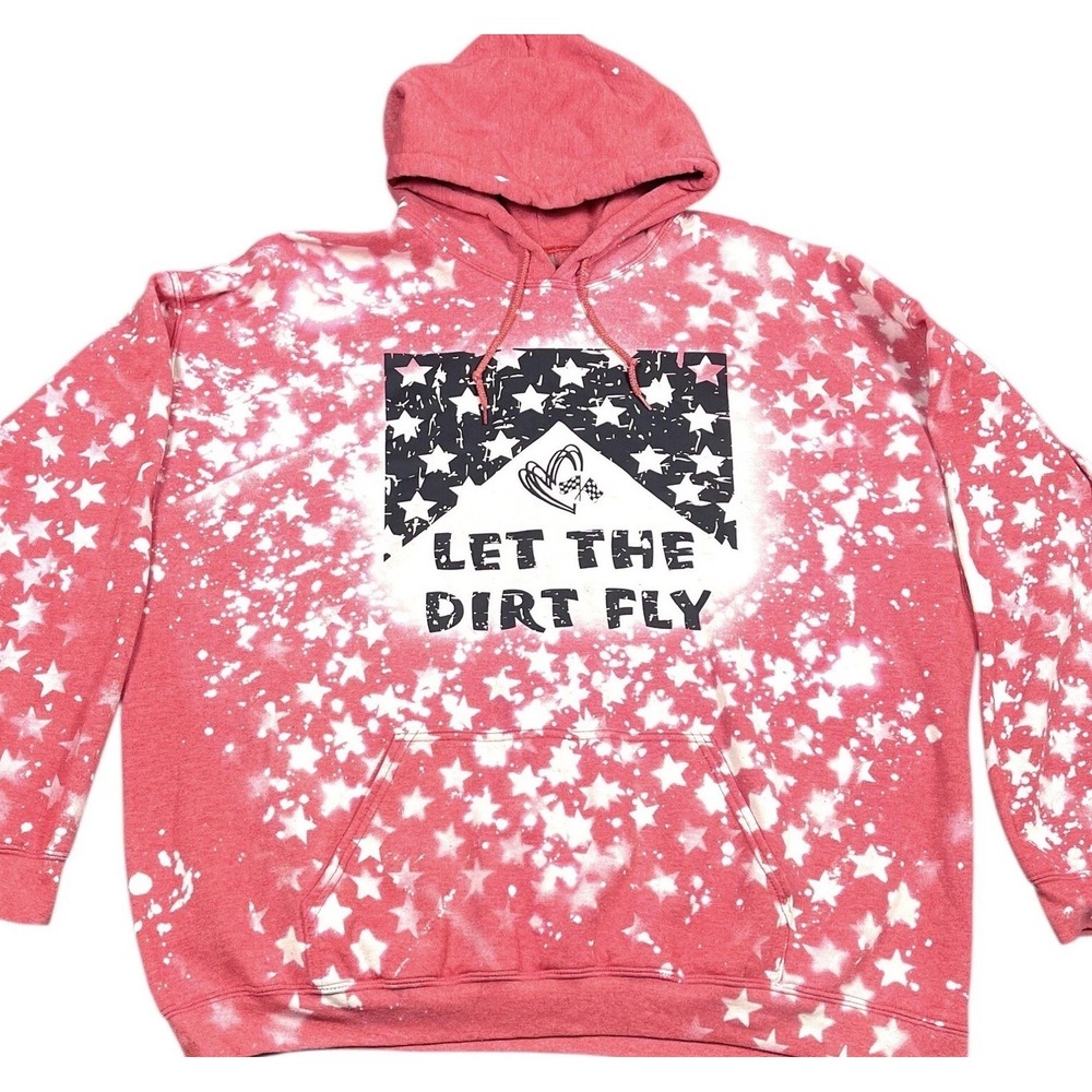 Gildan 3XL Red Star Bleach Hoodie Let The Dirt Fly Racing Graphic Sweatshirt